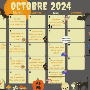 Calendrier d'activités octobre 2024